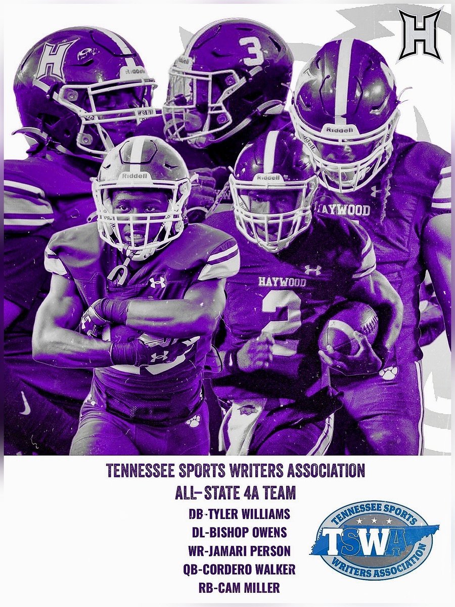 Congratulations to our TSWA Class 4A football all-state team representatives!!!! #haywoodtomcats @tydreads8 @bishopowens3 @YungDero1 @CamarionMiller4 @iamjamariperson