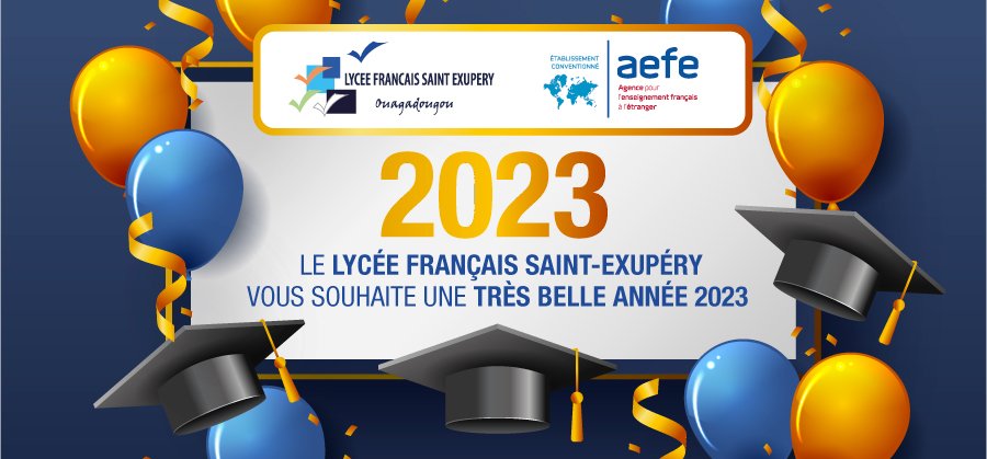 ExuperyLycee's tweet photo. Le Lycée français Saint-Exupéry vous souhaite une très belle année 2023 ! https://t.co/ghSqZhAQtK