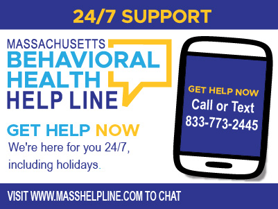 BHNmass's tweet photo. The new MA Behavioral Health Help Line (BHHL) connects individuals and families to the full range of treatment services for mental health and substance use. The BHHL is available 24 hrs/365 days a year by phone and text at 833-773-2445, and online chat at https://t.co/X3a00oZqwT. https://t.co/nRmP7U1lF8