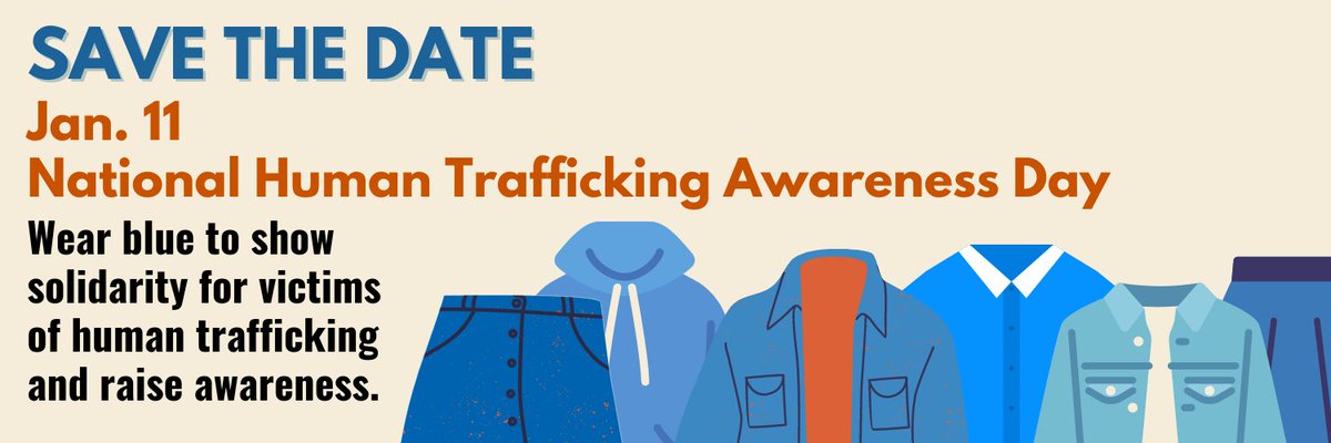 TxDOT's tweet photo. Join us by wearing blue and posting a photo or video of yourself on Jan. 11 for #WearBlueDay to help us raise #HumanTrafficking awareness. https://t.co/tE8LRJUSVu