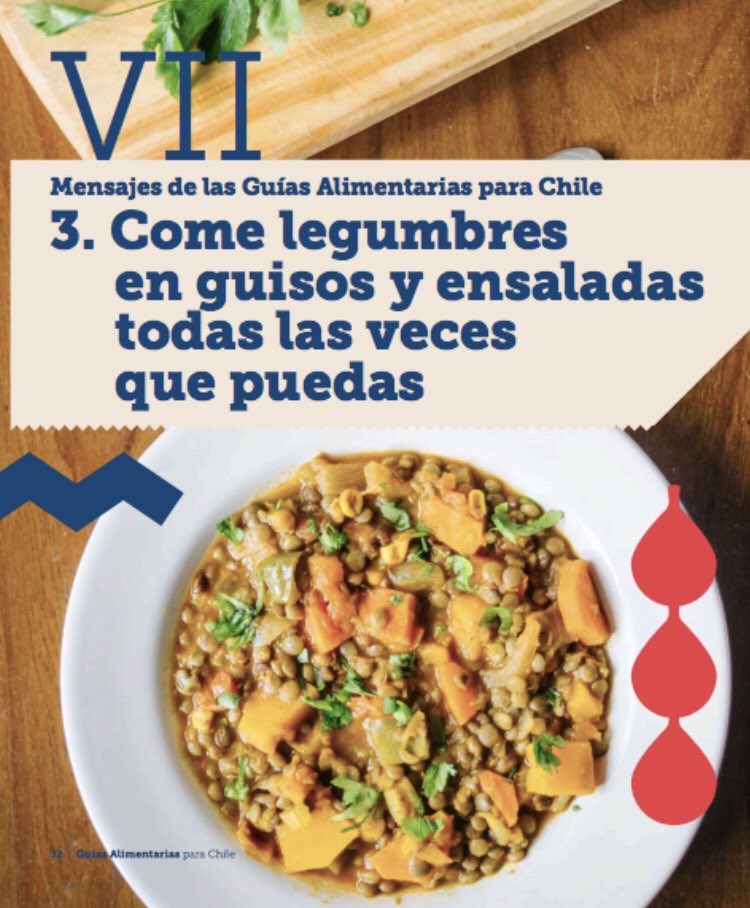 La Nueva Guía Alimentaria considera literatura científica y aspectos socioculturales y ambientales de la acción de alimentarnos y producir alimentos. 
Son 10 mensajes para orientarnos a comer mejor
👉🏽Mensaje 3: come legumbres en guisos y ensaladas todas las veces que puedas !! ♥️