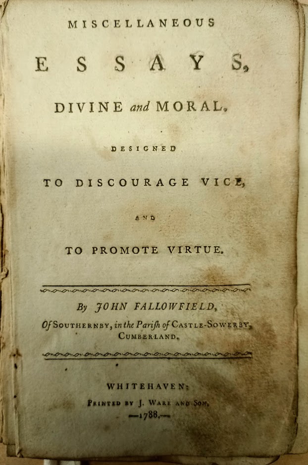 Some necessary #advice on matters concerning #vice and #virtue?
It sounds a right #BarrelOfLaughs, but we can't answer for the #giddy youths... 

Printed in #Whitehaven in 1788, and written by Mr Fallowfield of #Southernby in #CastleSowerby, #Cumberland