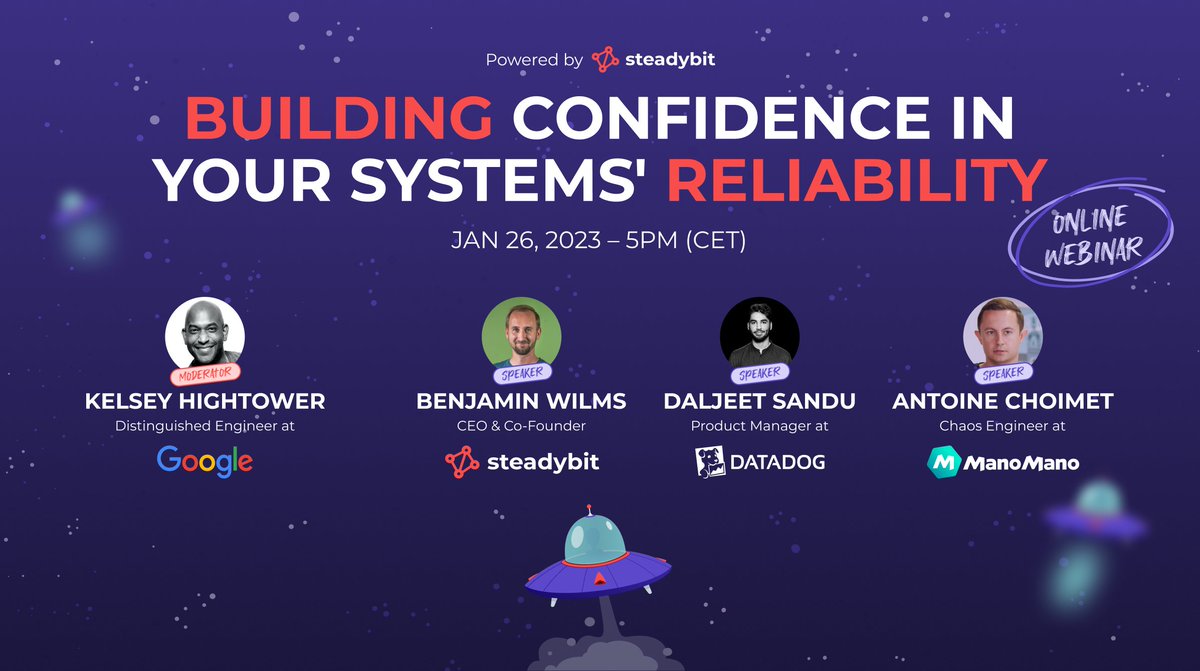 steadybitHQ's tweet photo. Do you miss confidence in your system? Learn from @datadoghq, @ManoMano_Tech and @steadybitHQ how to combine chaos eng. and observability practices to gain confidence – with real-world experience reports! Led by @kelseyhightower! 🚀

Register now via https://t.co/Xpo3R0k4sY ! https://t.co/QIQAnR6XbF