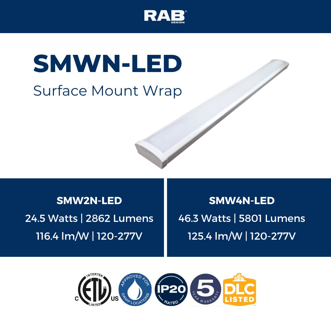 rabdesign's tweet photo. Check out the SMWN-LED Surface Mount Wrap! They are 2′ and 4′ linear fixtures for indoor use, easy to install, and feature a link connector for combining multiple fixtures in a row.
View the SMWN: https://t.co/StLEoirPsl
#RABDesign #LED #lightingindustry #hallway #foyer https://t.co/wzqW0JxRzZ