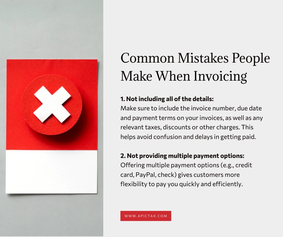 apic_tax's tweet image. Speed up your invoicing process and get paid faster by avoiding these pitfalls! #invoicingtips #invoicingmistakes 💸