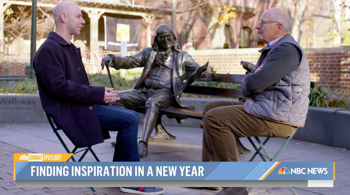 Did you catch Prof. <a href="/AdamMGrant/">Adam Grant</a> – and <a href="/Penn/">Penn</a> founder Benjamin Franklin 👀 – on the @TODAYShow earlier this week?

Prof. Grant offered insight on making meaningful changes in the new year, as well as his thoughts on the “pursuit of happiness”: whr.tn/3Iluppb
