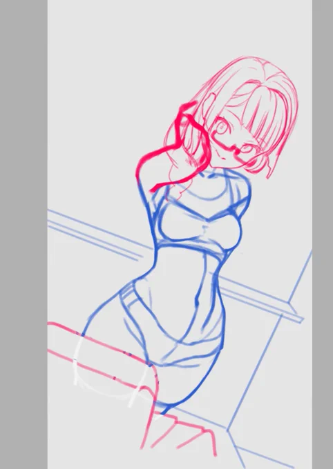 昨年描いたラフ絵2枚目は一度描いて「これじゃない」とボツにしたもの 