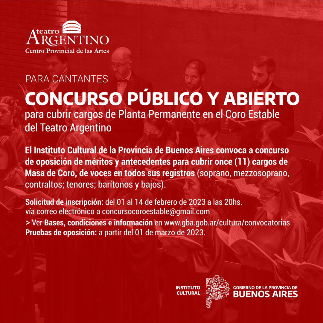 TeatroArgentino's tweet photo. #Cantantes #coreutas🎶
El 01/02 abre la inscripción para concursar cargos vacantes de planta permanente en nuestro #CoroEstable, de voces en todos sus registros🌟
Toda la info en https://t.co/gS7ypuconq
#CONCURSO #artistico #permanente #vacantes https://t.co/Zxt6caR6m4