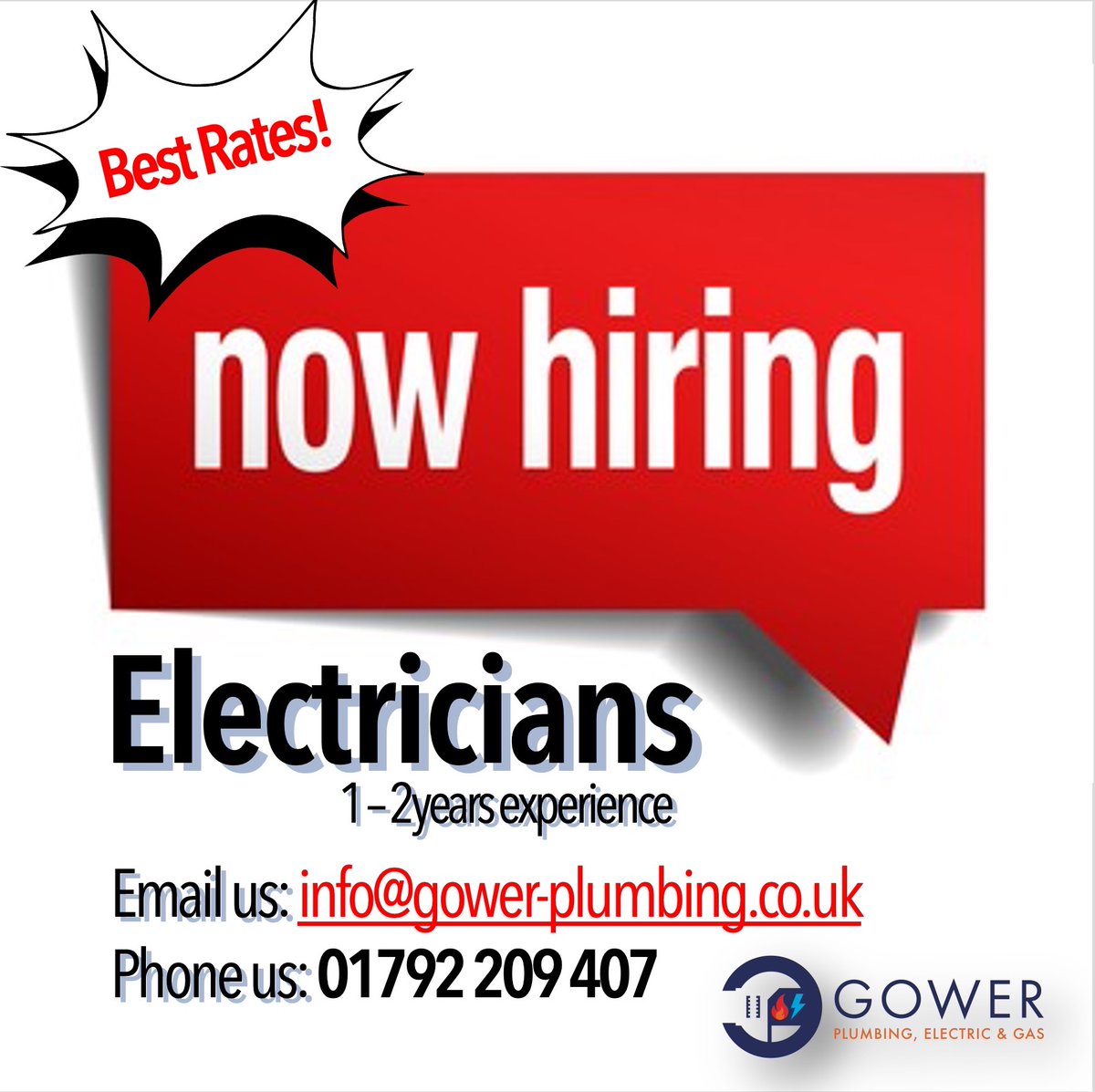 CALLING ALL Electricians.. Join the best local Family Engineering team.
Contact us at info@gower-plumbing.co.uk or Phone: 01792 209407
#Swanseajobs #Walesjobs #recuitment #bestcompany #electriciannearme #swanseaelectrician #electrician #swansea #southwales #walesonline