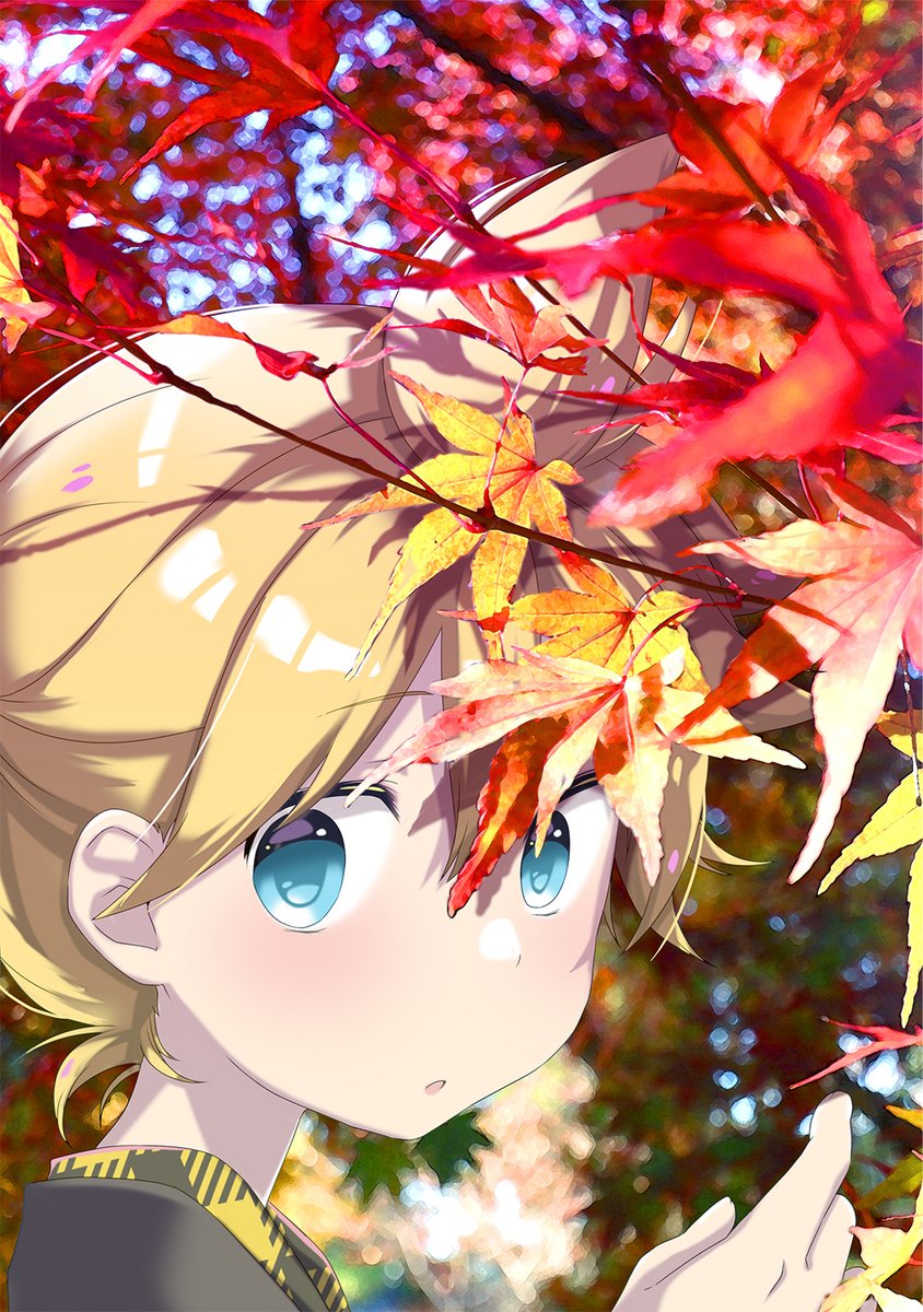 鏡音レン 「紅葉 」|碧茶のイラスト