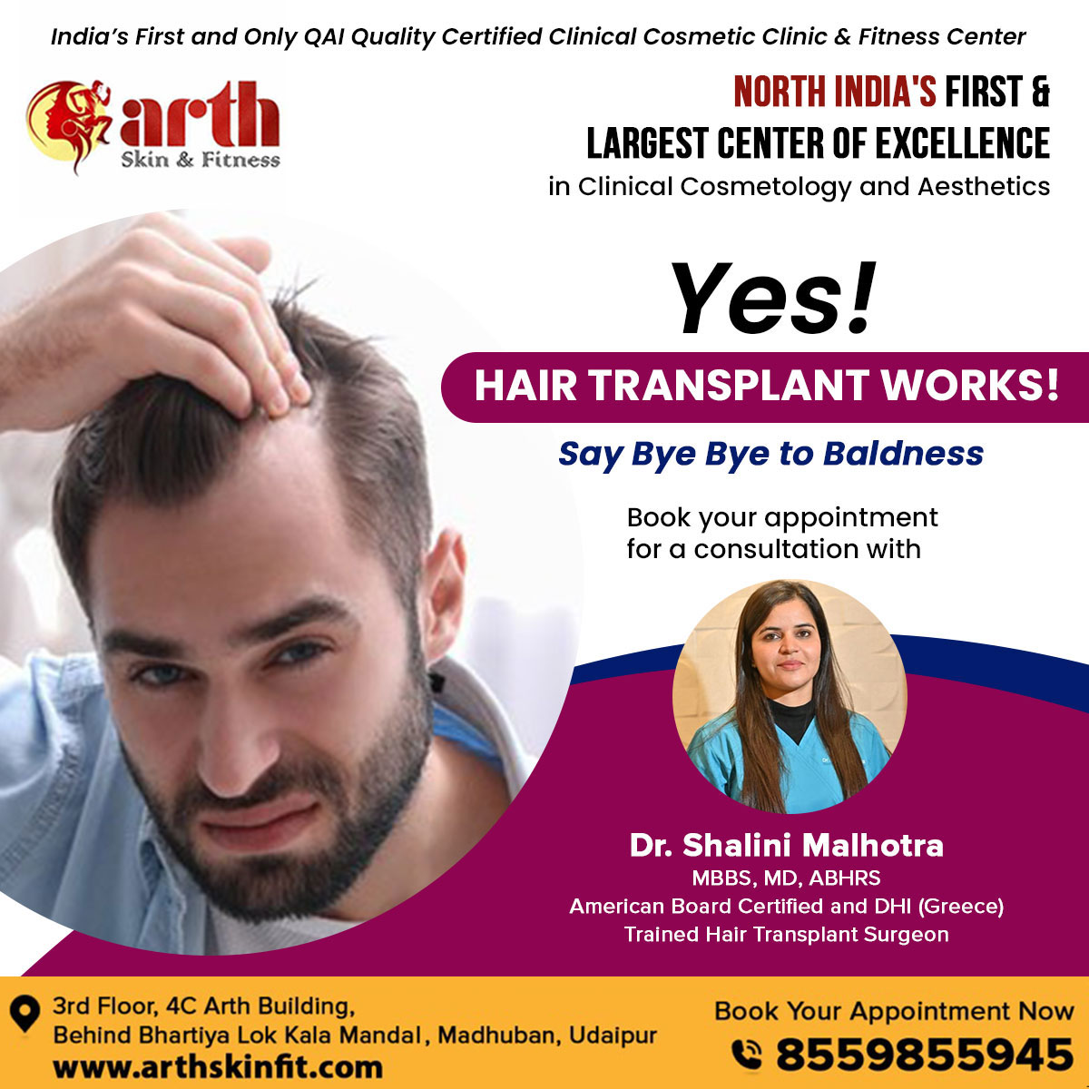ArthSkin's tweet photo. Receiving a hair transplant can improve your appearance and self-confidence.

Call Us: 8669855945 (Mor 10 am to Evening 5 pm)
Visit Us : https://t.co/Ea2oQJNFmW

#hairproblem #hairtreatment #hairgrowth #drarvindersingh #clinicalcosmetologist #dermatology #beautyguide #beauty https://t.co/eAjd0uncSX