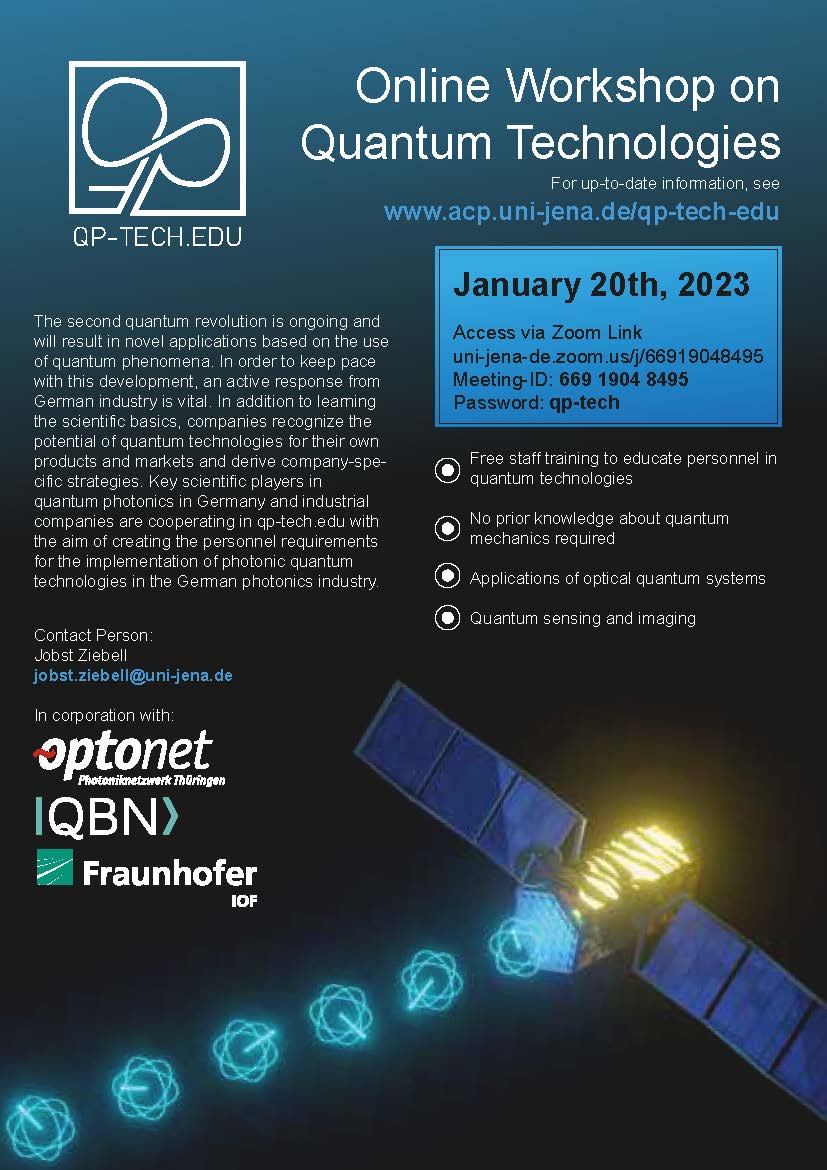 QuantenTech's tweet photo. Wir haben noch einen #Termintipp für euch.

Am 20.01. organisiert das Projekt #qptechedu einen weiteren Workshop, der Vertreter*innen aus der #Photonik Industrie einen Einblick in die wissenschaftlichen Grundlagen und Potenziale von #QT ermöglicht. 

Alle Infos und Zugangsdaten: https://t.co/yqtn5eIOfn