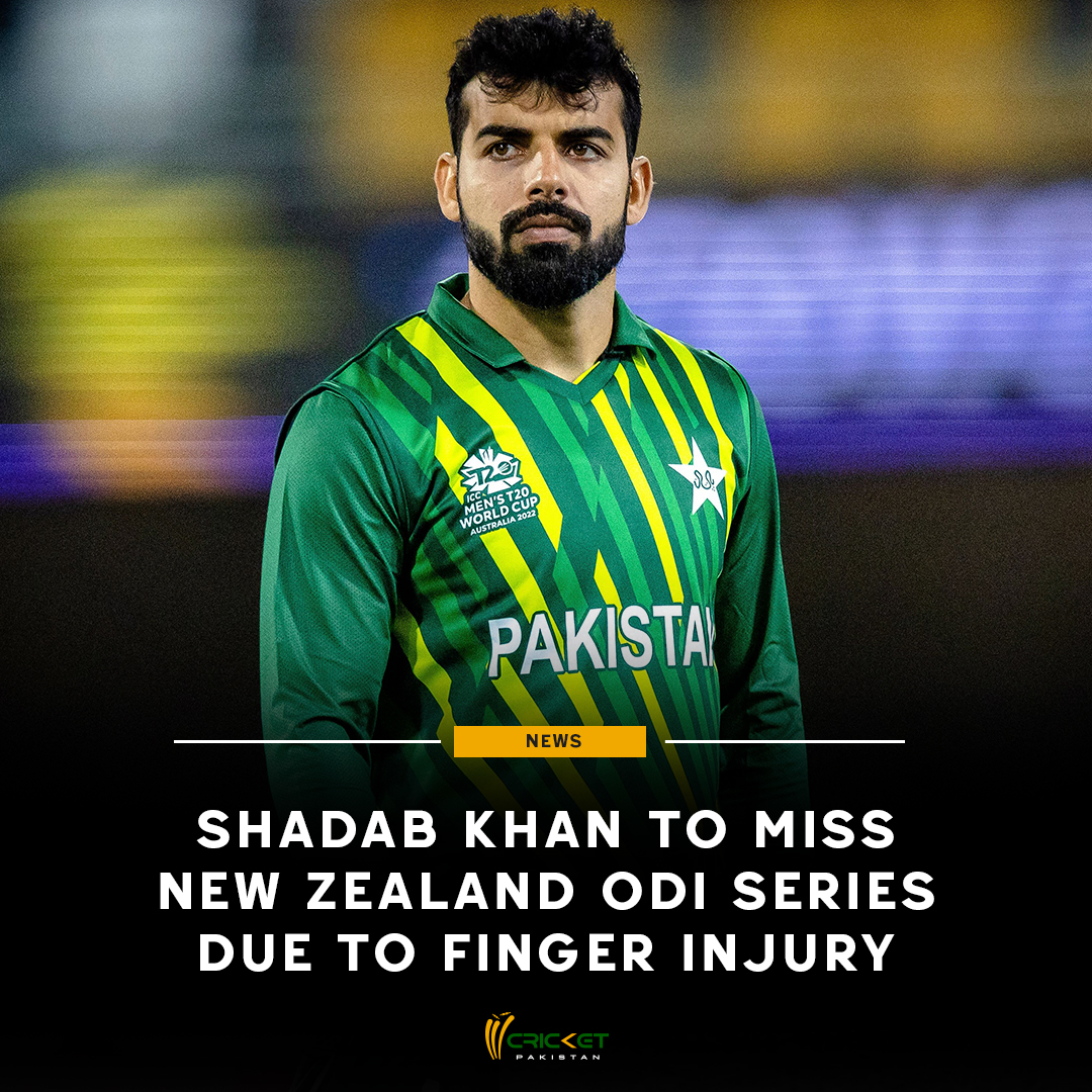 Pakistan vice-captain will be out of action for three weeks due to a finger injury 🫤

Read more: bit.ly/3vKaCYY

#PAKvNZ #ShadabKhan