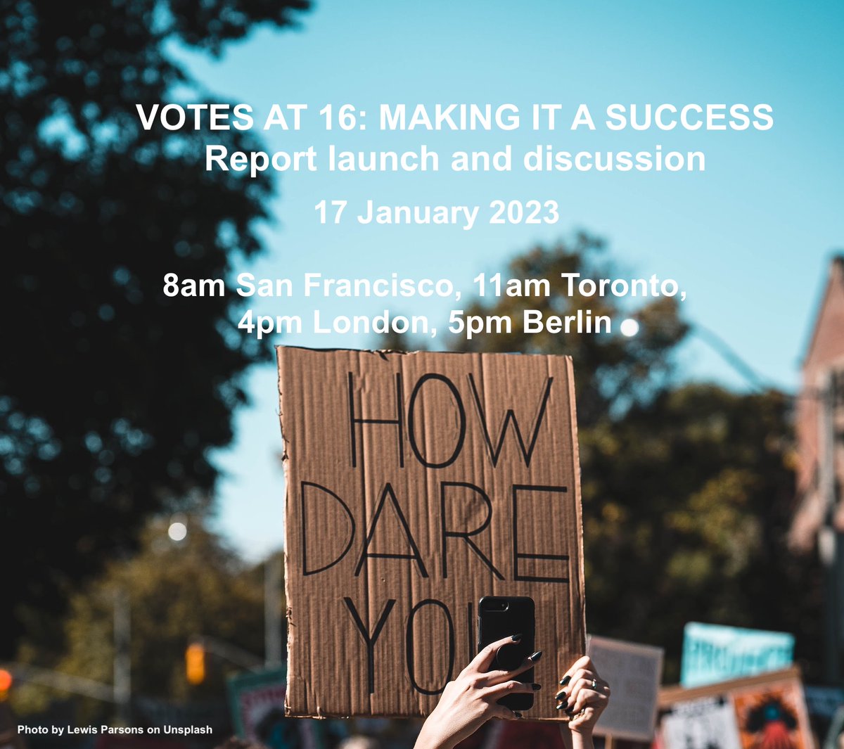 d_part's tweet photo. 📢Join our @c_huebner & @eichhorn_jan when they discuss how to make #Votes16 a success with @ScottLWarren @SNFAgoraJHU, Jessica Blair @electoralreform & Aleksi Toivainen @Vote16Canada
@cdceumd
📅 17 January 2023
⏰ 5pm Berlin
1/2 https://t.co/lxCAn84r7p