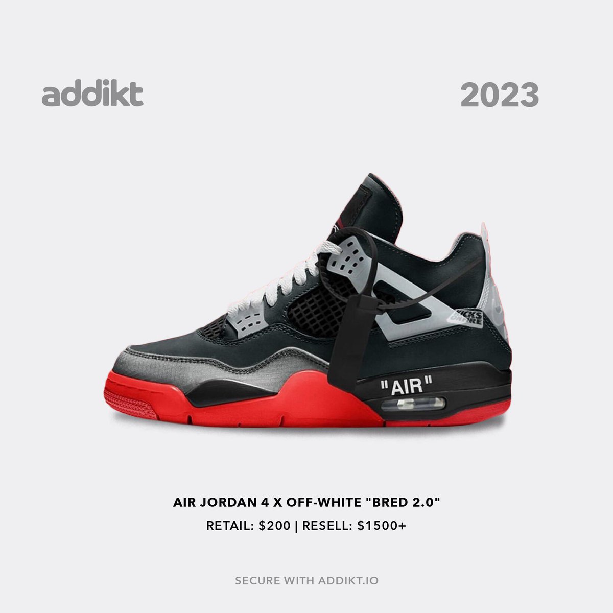 Air Jordan 4 x Off-White "Bred 2.0" dropping in 2023.
-
Sign up at addikt.io or click the link in our bio to be notified when we next restock.