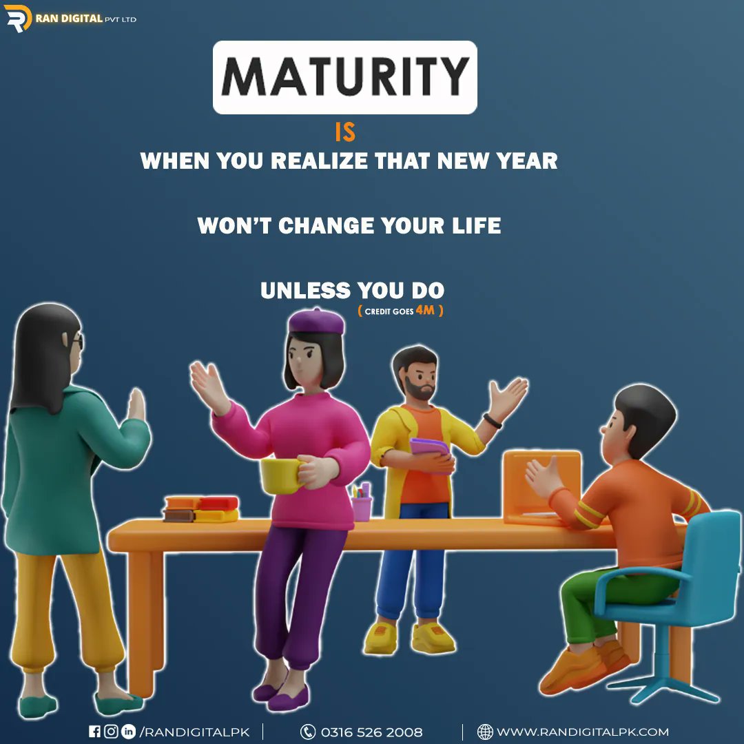 Maturity is when you realize that new year won't change your life unless you do.
(credit goes to 4M )

 #maturity #MaturityChallenge #maturity #maturitylevel #maturityphotos #maturityquotes #MaturityMatters #maturitymatters #maturityquotes✌❤ #maturityatitsfinest