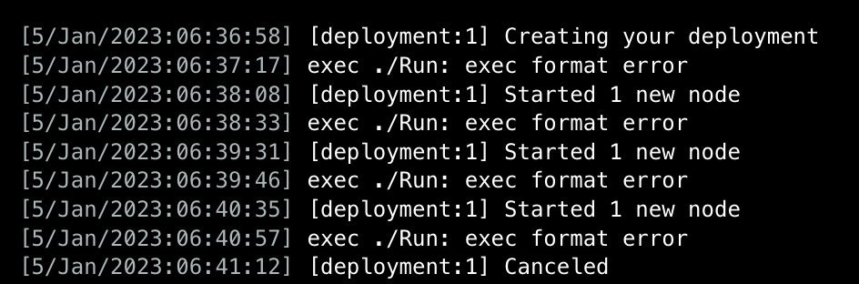 sebsto's tweet image. When you try to deploy an Arm64 container on an Amd64 platform :-( 

#aws #lightsail #m1