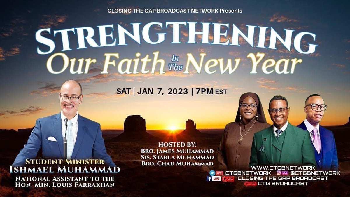 minishmael's tweet photo. If it be the will of Allah(God), this Saturday at 7pm CT, I will be on the “Closing The Gap Broadcast” to discuss Strengthening Our Faith in The New Year!

Follow them on social media and tune in!📱 💻 https://t.co/8CJXccqVJB
