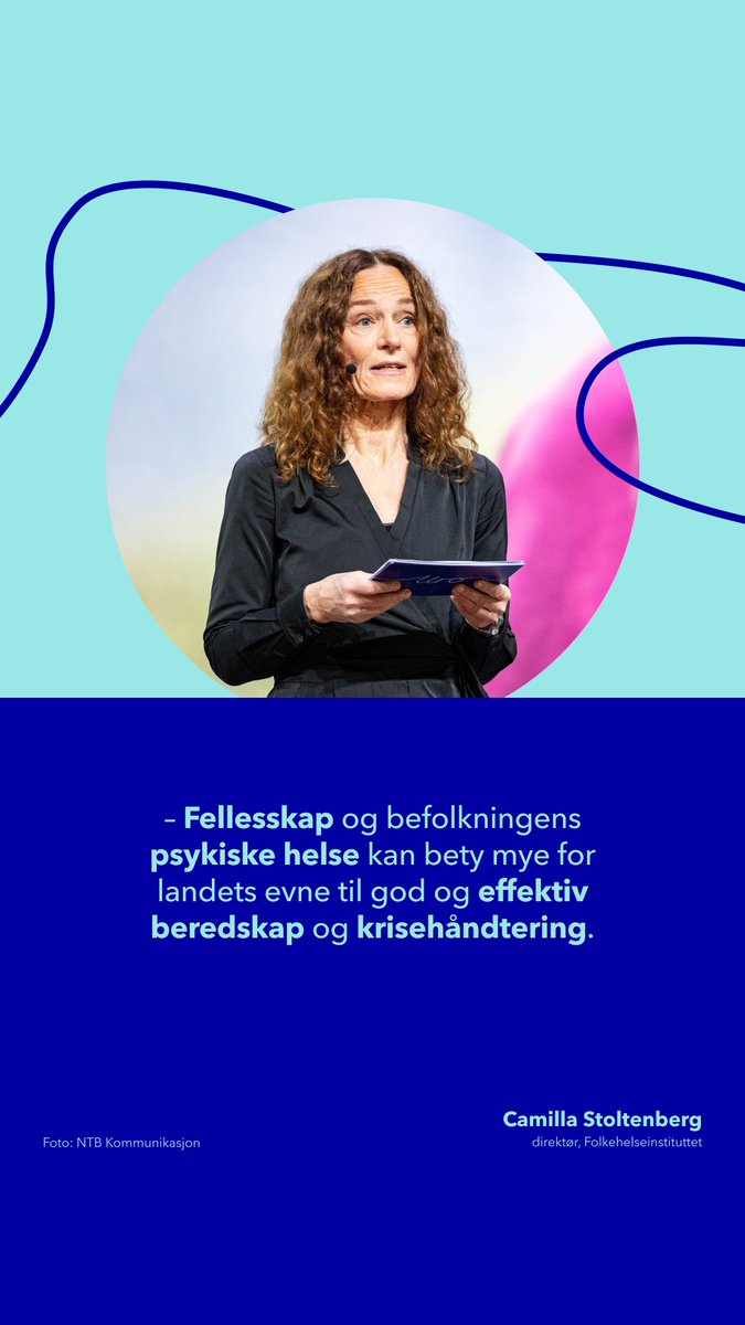Fra scenen på #ÅK23 sier @camisto, direktør for @Folkehelseinst, at vi bør ta uroen alvorlig, for god psykisk helse i befolkningen er en del av den samlede beredskapen vi har.