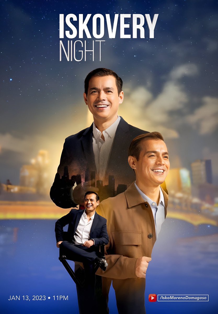 IskoMoreno's tweet photo. The long wait is over! Iniimbitahan ko po kayong lahat na panoorin ang pilot episode ng #IskoveryNight sa January 13, 2023, Friday, 11:00 p.m. 

Mapapanood po ito sa aking YouTube Channel: https://t.co/xBkEO1Wn5B https://t.co/3JQU9coZFN