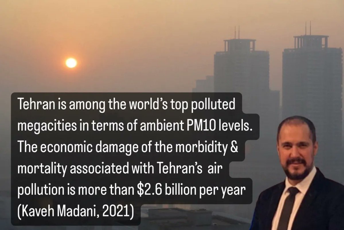 ErikSolheim's tweet image. Iran 🇮🇷 is facing a multitude of crises.
One which is not so much talked about is the environment.
People in Teheran are severly affected by pollution.

Former Environment minister @KavehMadani sets out the costs: