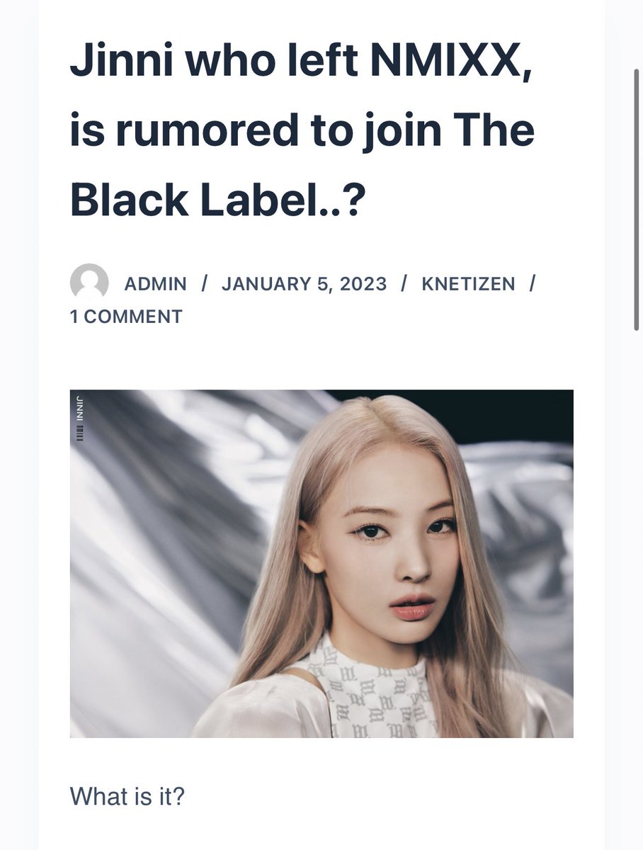 notpannchoa2's tweet photo. [ notpannkpop ] Jinni who left NMIXX, is rumored to join The Black Label..?, Knetz react https://t.co/1zNo22cUyS
