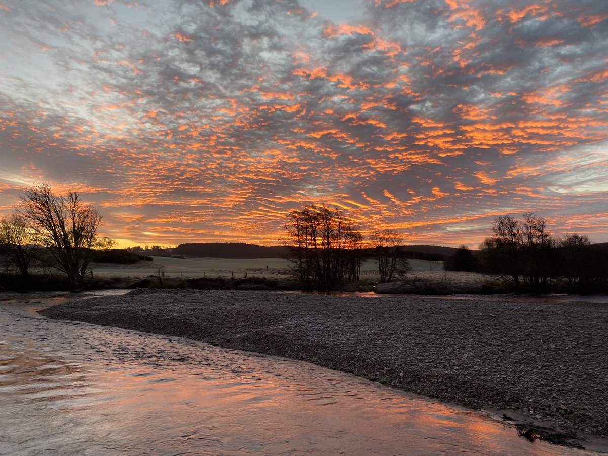 Sunrise over the River Dulnain this morning. #cairngorms #riverwoods
