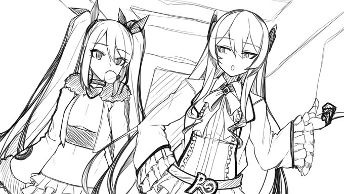 今日からラフを描き描き。ラフを描いてる時が一番楽しい!
レンちゃんの元へ向かう2人(アニー・ラファエル)
魔女兵器の空気を出すためにエロとは関係ないCGが少しあります。 