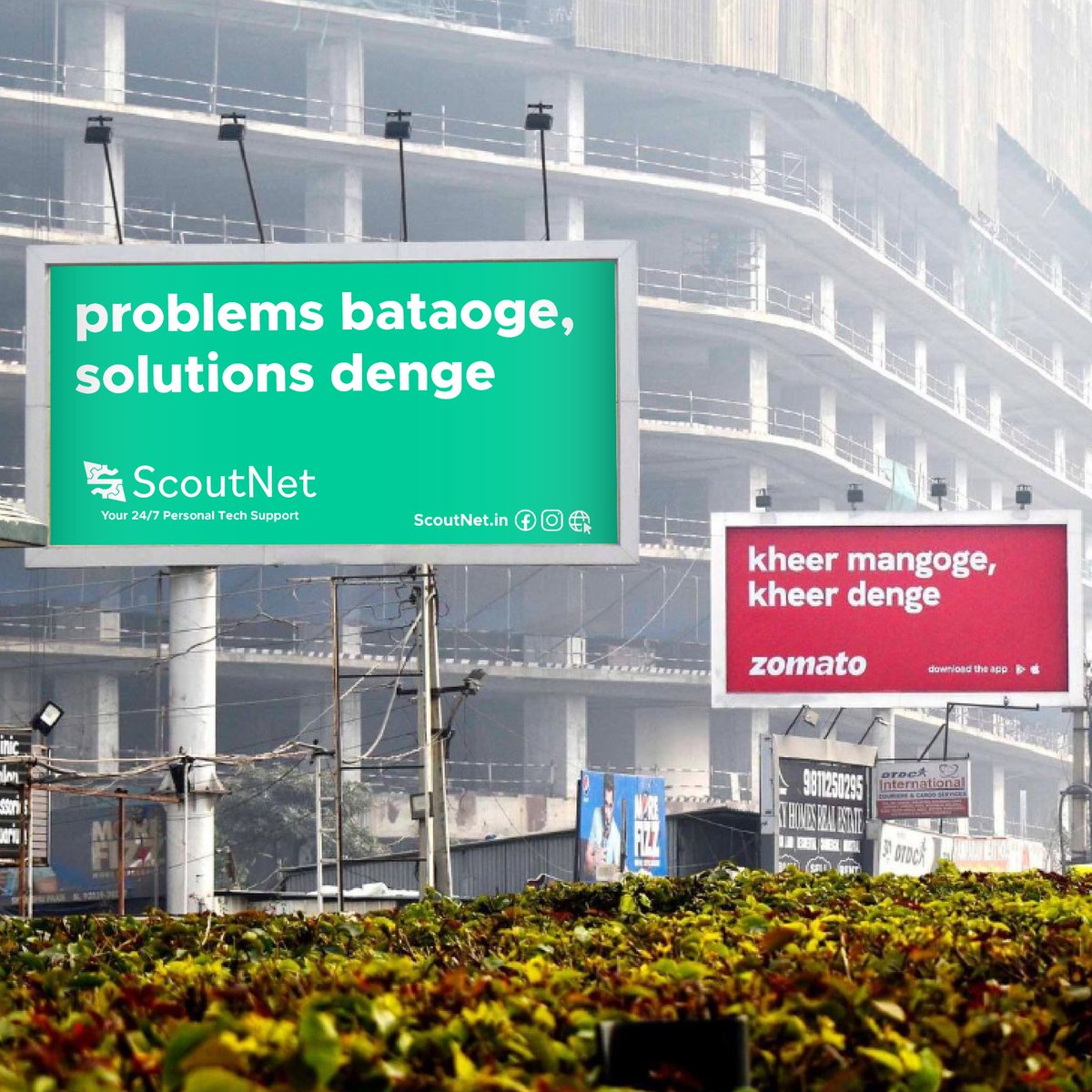 ScoutNet_in's tweet photo. Tech Problems? Let us handle them for you.๐
Malfunctioning Laptops, Faulty TVs or Broken Phones. We've got you covered.โ๏ธ
@zomato Billboard Collaboration๐
#ScoutNet #Advertising #BillboardAdvertising #BillboardAD #Marketing #Zomatoย #Blinkit #StartupIndia https://t.co/0ugJuC7gRK