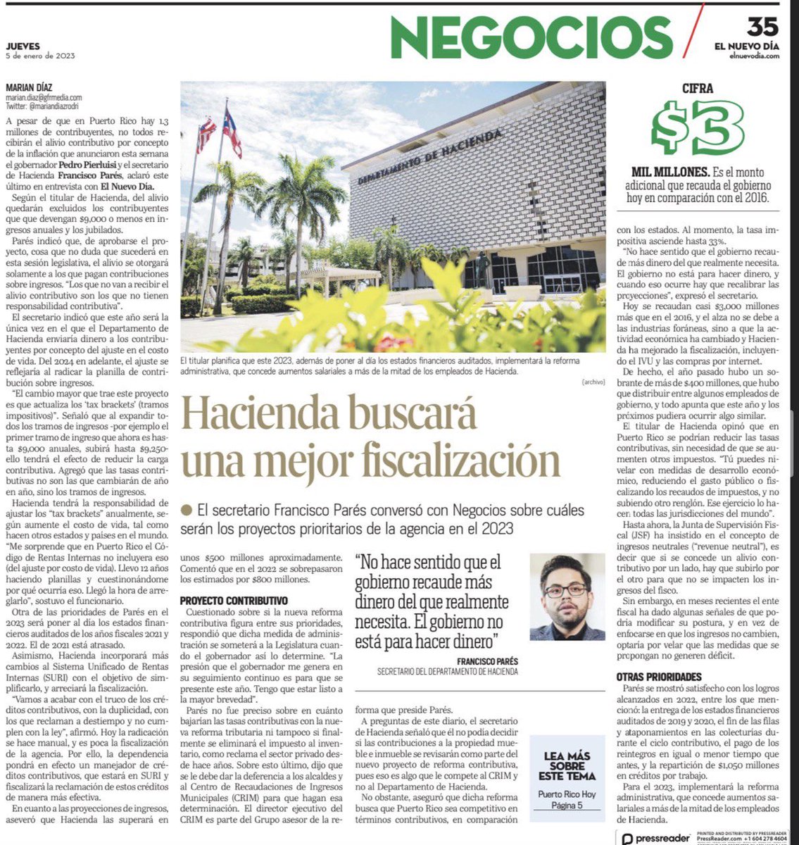 FParesAlicea's tweet photo. No hace sentido que el gobierno recaude más dinero del que realmente necesita. El Gobierno no está para hacer dinero.

Me corresponde ayudar al @GovPierluisi a crear conciencia en la isla sobre esto y así lograr un sistema contributivo más económico para todos. Esa es la meta. https://t.co/hFHKto0i6s