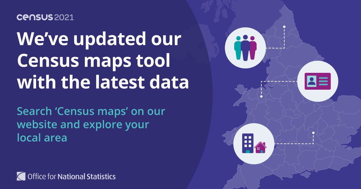 Census2021's tweet photo. #CensusMaps has been updated 🚨 

We’ve added our #Census2021 housing data for local areas, including types of accommodation, car and van availability, heating types, and more.  

Discover more about your area today https://t.co/k4H2HKXGDf https://t.co/A6Nvt5SIHK