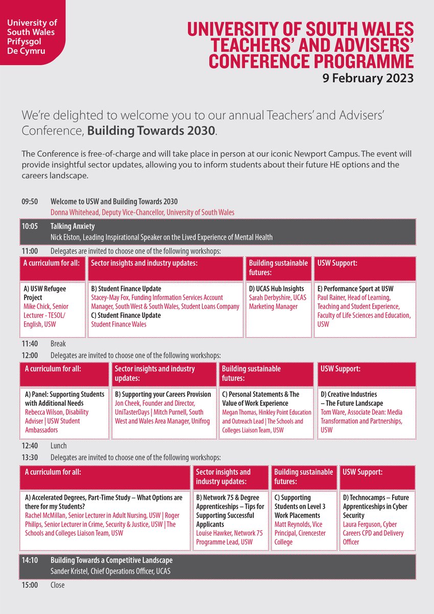Just one month to go until our Teachers' and Advisers' Conference, check out our programme and book your sessions now

forms.office.com/e/5ZcZfPzf9a

<a href="/ucas_online/">UCAS</a> <a href="/unifrog/">Unifrog</a> <a href="/UniTasterDays/">UniTasterDays</a>