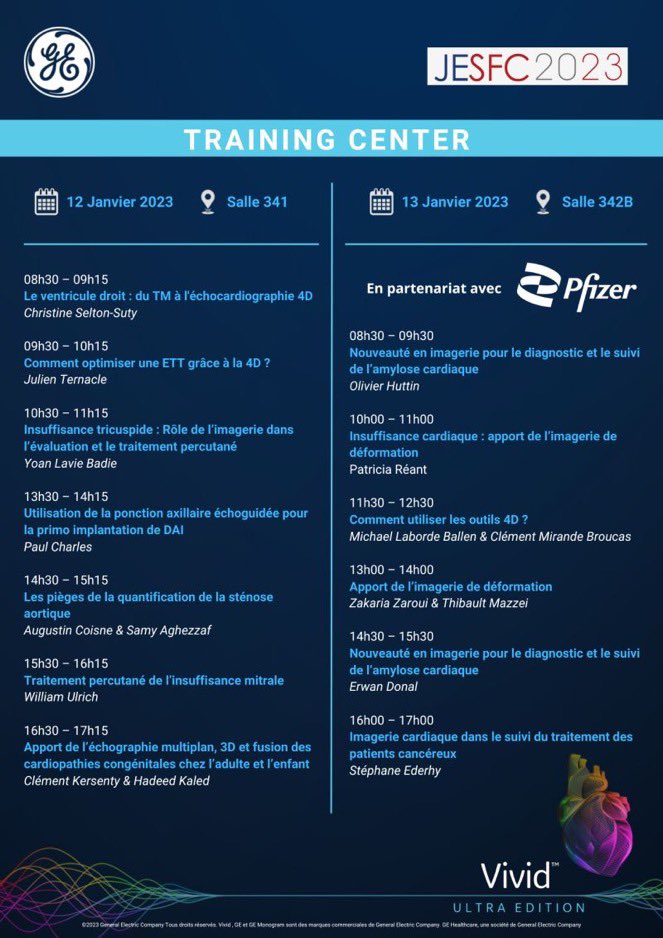 Toute l’équipe Vivid est impatiente de vous retrouver du 11 au 13 janvier pour le congrès des JESFC 
 
La possibilité de découvrir sur notre stand nos dernières nouveautés.
 
👉 En savoir plus sur nos solutions dédiées à l’échographie cardiaque : bit.ly/3VIVeH9