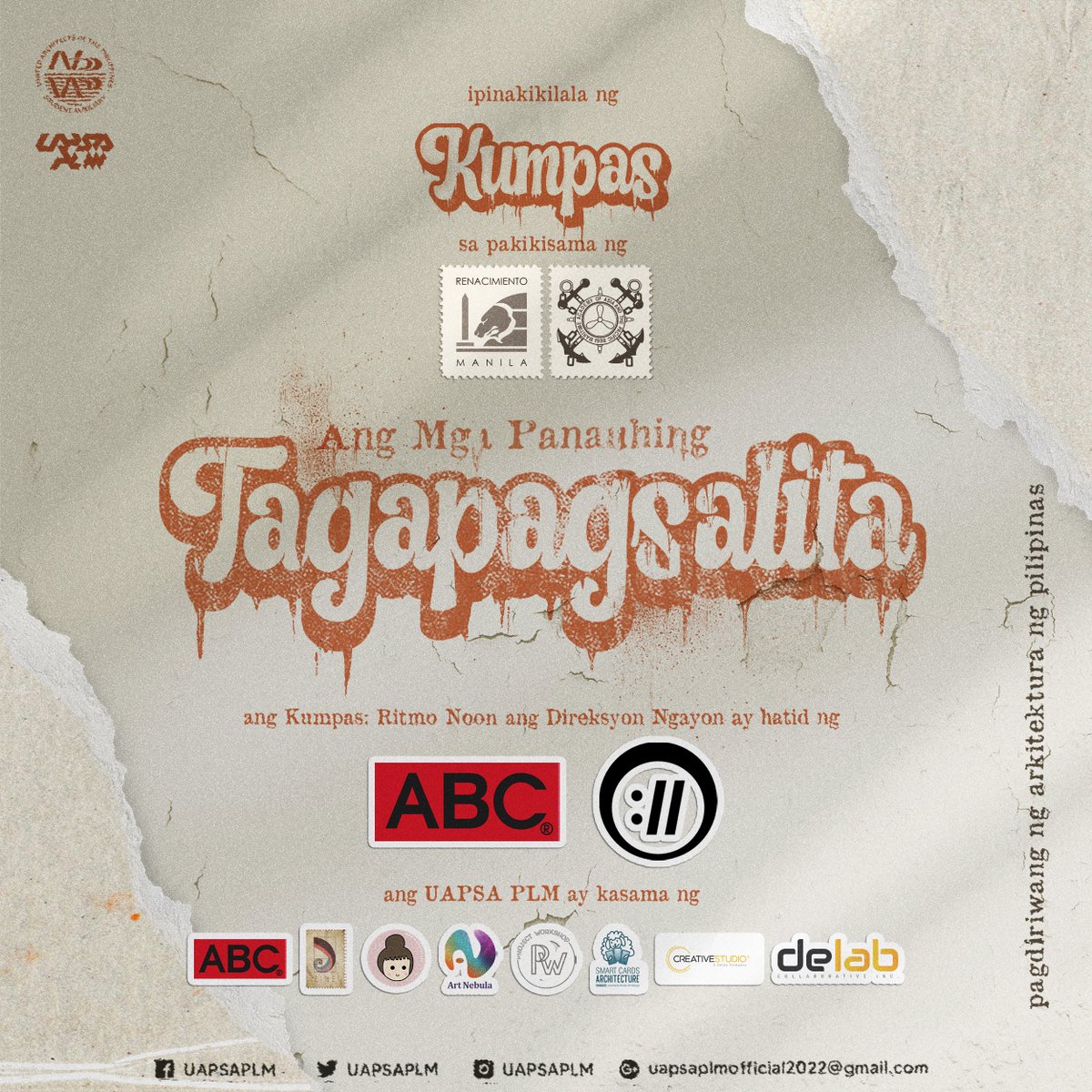 UAPSAPLM's tweet photo. Ang sining sa arkitektura ay tunay na matalinhaga at makasaysayan. Kilalanin ang mga makata sa larangan upang gabayan ang ating paglalakbay at panatilihin ang ritmo sa pagtuklas tungkol sa mga kayamanan ng ating arkitektura.
#KUMPASangCOMPASS
#NAW2k22
#UAPSAPLM
#AlabUAPSA https://t.co/1uTa46RxaK
