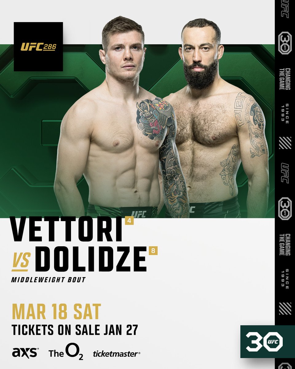 First BIG matchup coming to London! 🇮🇹 @MarvinVettori vs @RomanDolidzeUFC 🇬🇪 is signed for #UFC286 🎟️ UFC.com/london