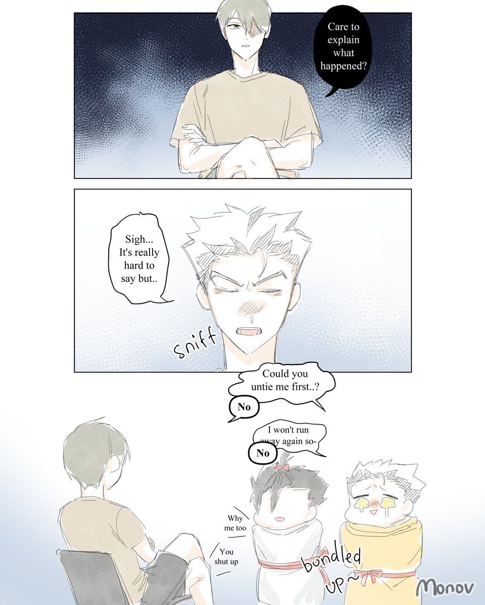 Why hello there, sorry for the long hiatus! (' . .̫ . `)
I'm back for now~ Will continue uploading regularly this month, I'm not sure about next month so we'll see! Enjoy💖

I'm also active again on patreon! there will be latest chapter available there~

(1/3)
#Bokuaka #Haikyuu 