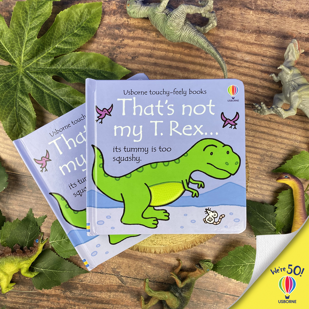Usborne's tweet photo. OUT TODAY!
🦖🦖🦖
Join five friendly T. Rex as they stomp through the pages of this dinosaur-themed addition to the bestselling touch-and-feel baby book series, That's not my... https://t.co/Z7d67SkeIU