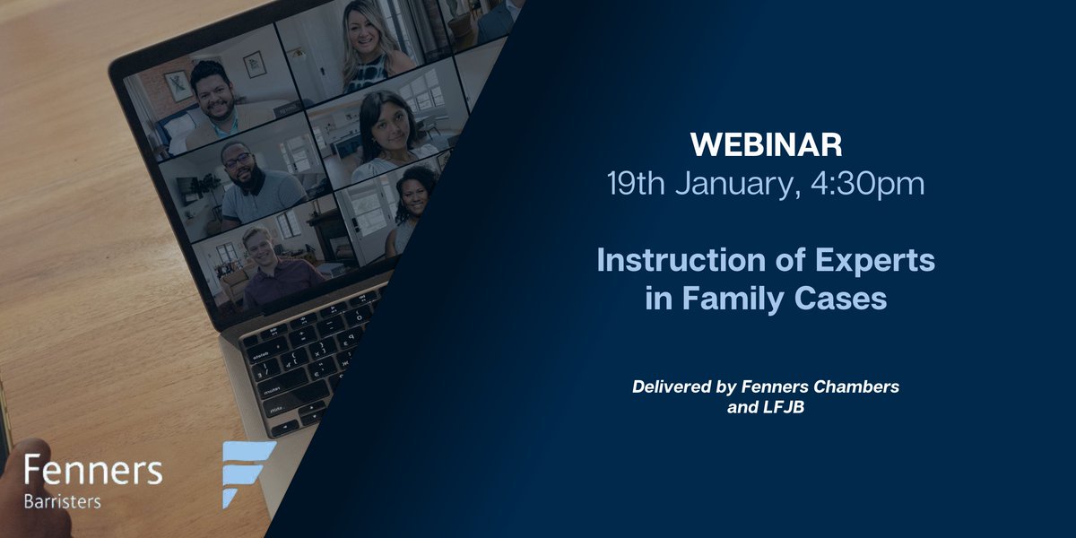 Just two weeks until our webinar on the Instruction of Experts in Family Cases, which takes place on the 19th of January, from 4:30- 6pm, equating to 1.5 CPD points! 

To register for your place, please use the following link: 
lnkd.in/egg6_4_Y