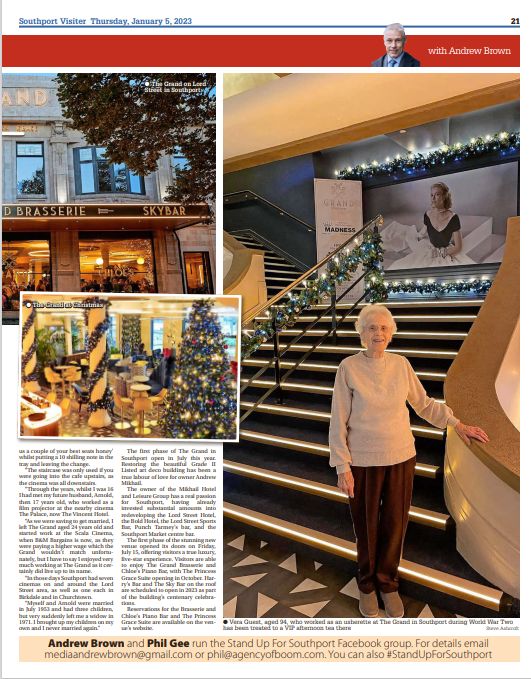 Happy 100th birthday this year to @SouthportGrand! Today's Southport Visiter shares the amazing memories of Vera Guest, who worked here in the 1940s! Full story online here: bit.ly/3ZeQYCc
#StandUpForSouthport #Southport #nostalgia #ThrowbackThirsday #heritage