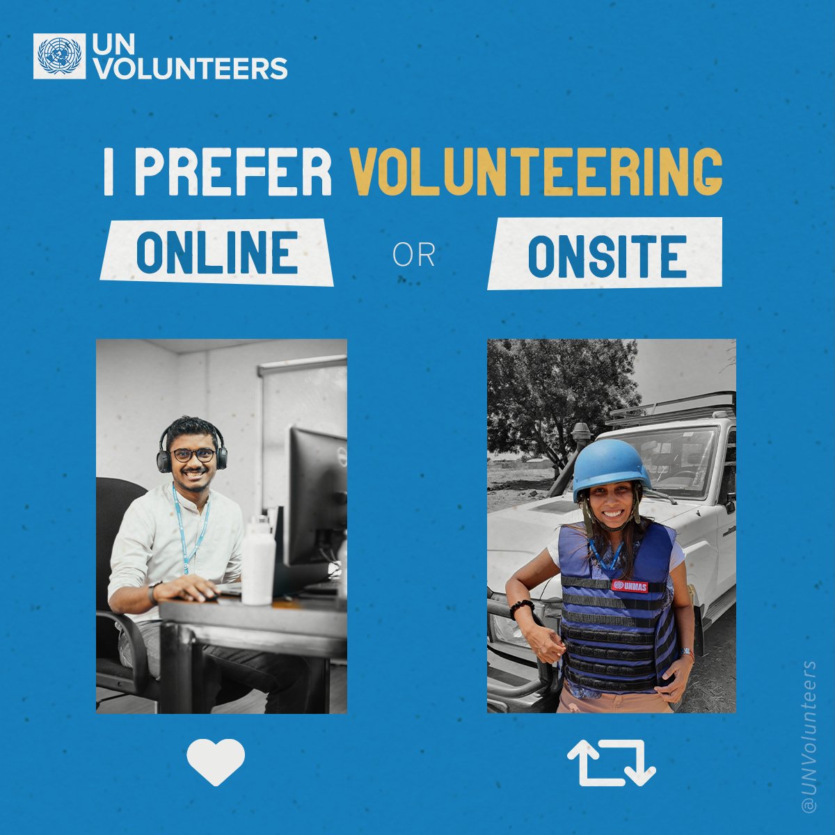Do you prefer to volunteer in the comfort of your home or hands-on? Like 💙 for online or retweet 🔁 for onsite!