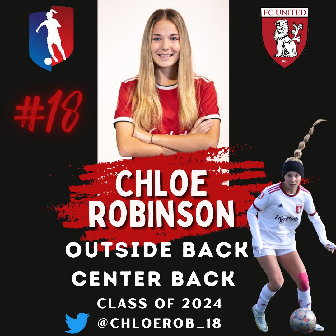 Chicago FC United GA 2006
Player Spotlight

Chloe Robinson
Left &amp; Rt OB, CB, FB
Class of 2024
2020 Regional Minicamp
IMG Top 150
Top Drawer Midwest #2
Reel:
youtube.com/@chloerobinson…