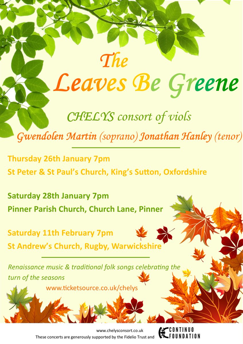 Looking forward to getting going with this lovely series of concerts in Jan and Feb 😍
London, Banbury, Rugby
Get your tickets now!
ticketsource.co.uk/chelys