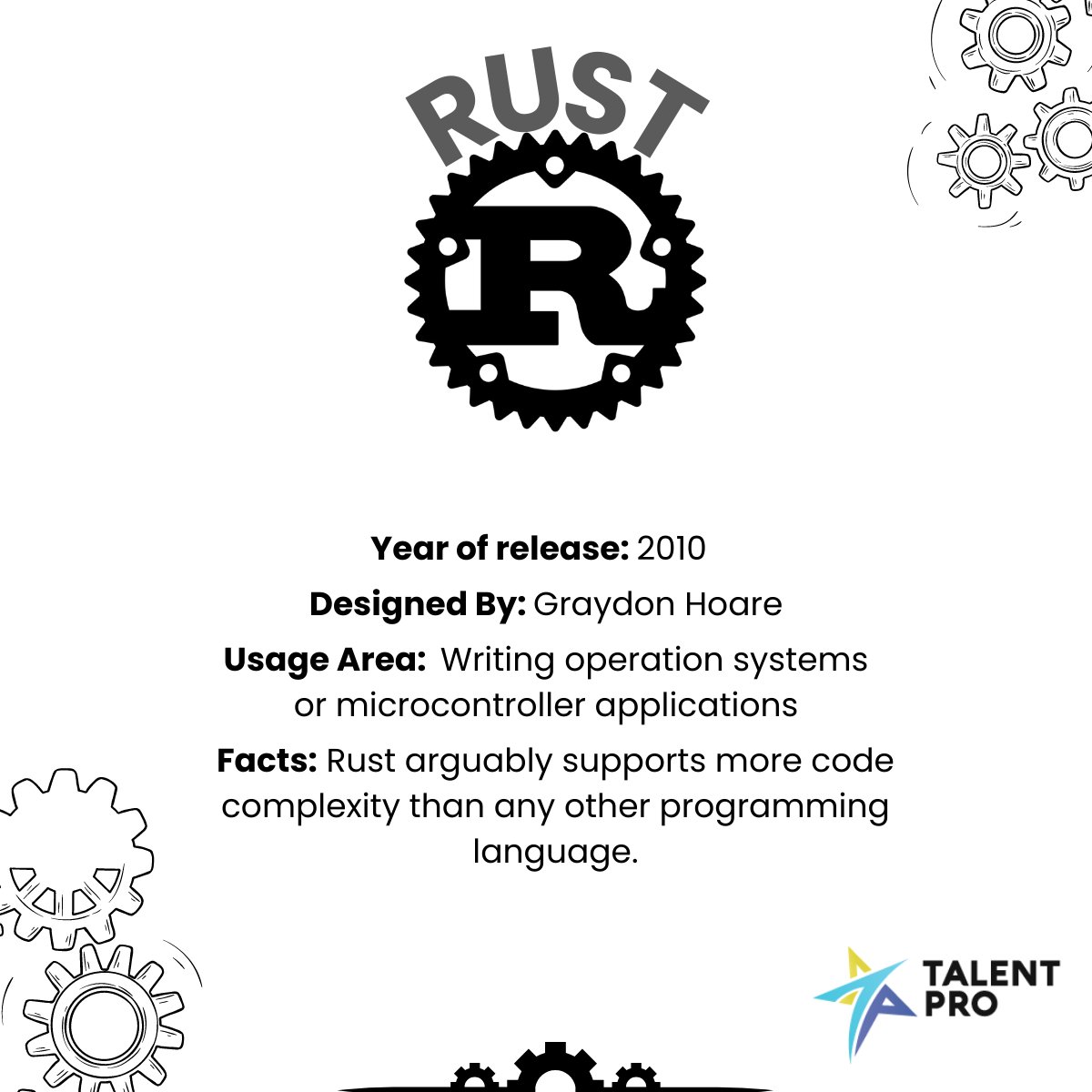TalentPro2019's tweet image. As a newcomer in the programming language, Rust is making its own place in the programming world with its focus on safety and performance.
#rustprogramming #safecode #fastperformance #softwaredevelopment #webservers #mobileapps #talentpro