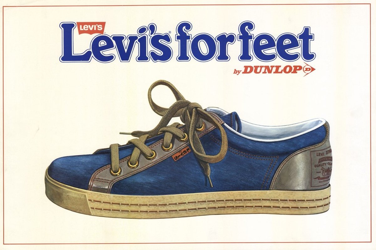 TraceyPanek's tweet photo. The @LEVIS brand forged a new path into casual footwear almost 50 years ago, launching a line of boots, sneakers and loafers dubbed Levi’s® for Feet in 1975. 
Here's a behind-the-scenes look at the launch: https://t.co/o3s1oMPguC https://t.co/2XnyREWJcD