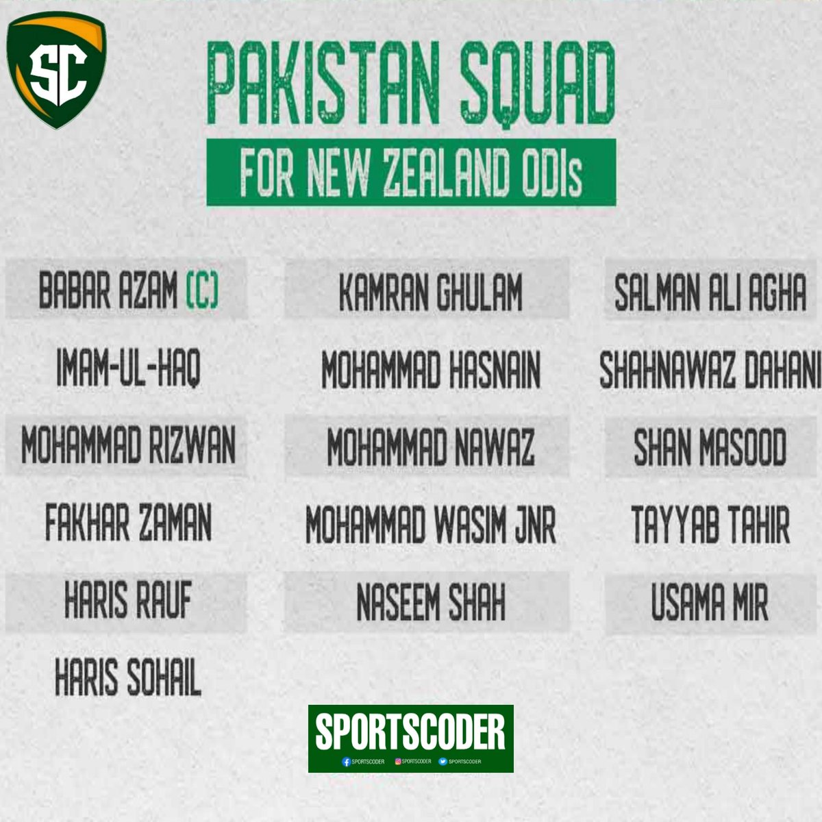 thesportscoder's tweet photo. Pakistan Squad

•

#SportsCoder #BabarAzam #AUSvSA #AsiaCup2023
#PakistanCricket Saifi Bhai 
Shahid Afridi Williamson #BBL12 #Abrar Pakistan Cup #TayyariKiwiHai Shadab https://t.co/eGFJErwqZ9