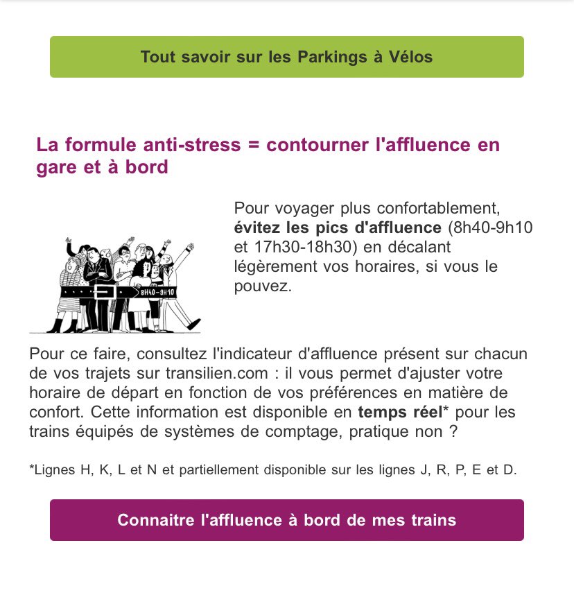 Quand je reçois les bonnes résolutions de la part du <a href="/Actu_Transilien/">Transilien SNCF Voyageurs</a> je me dis qu’après l’augmentation du Navigo, ça c’est vraiment du foutage de gueule !
Penser à moins supprimer des trains = Formule anti stress non ?
#sncf #transilien #Transport #train