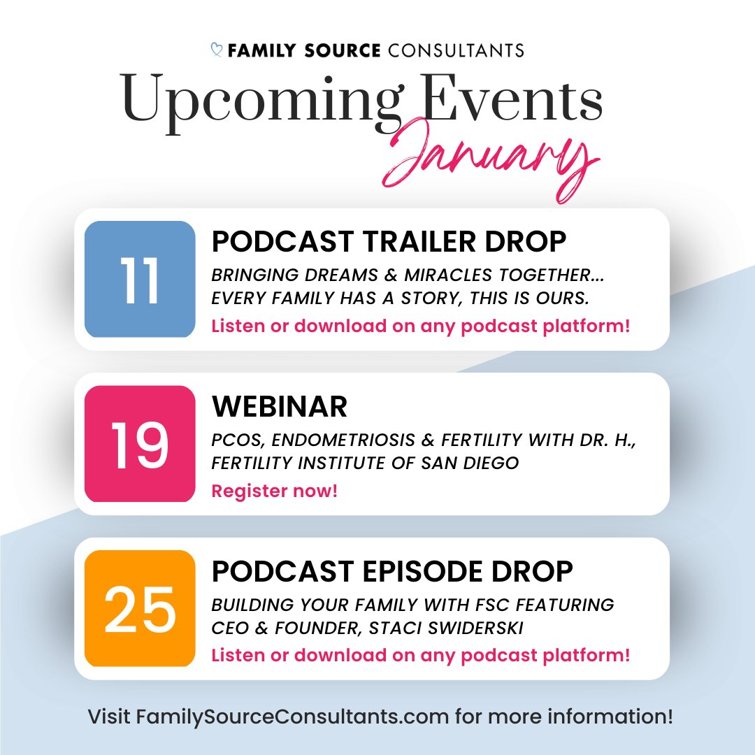 family_source's tweet photo. #TeamFSC is ready to kick off 2023 by relaunching our podcast, adding more webinars and Live Q&amp;As to ensure you have all the information you need to build your family! We hope you listen, watch, and join whenever possible!

#FSC #BuildingFamilies #FamilyBuilding #FamilyEquality https://t.co/GGhngRZXf6