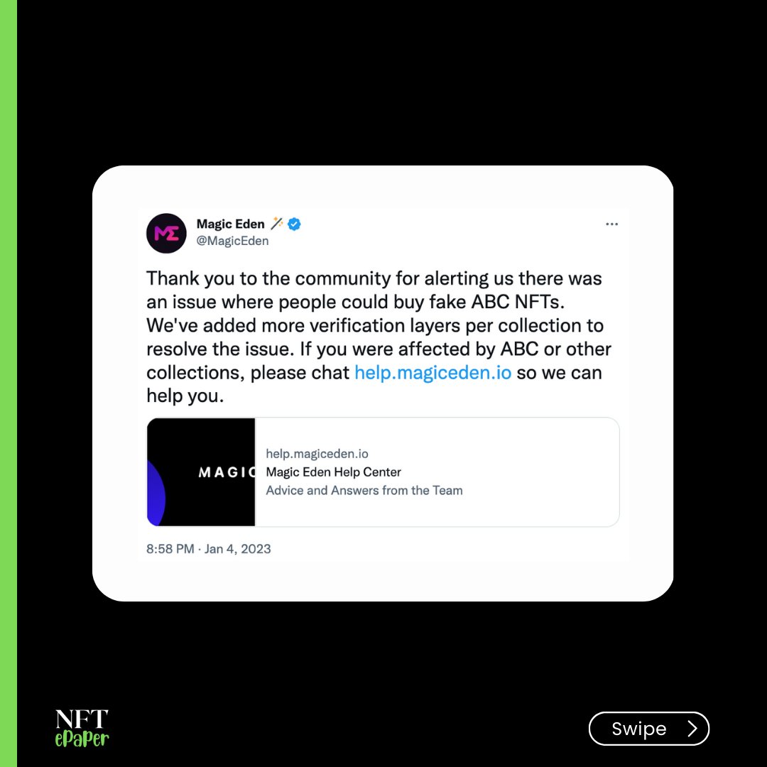 nftepaper's tweet photo. NFT News update.

#NFTs #NFT #NFTCommunity #NFTGiveaways #nftepaper #MagicEden #Solana #SolanaGiveaway https://t.co/E9akR46BYt