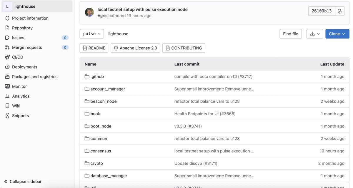 KatieePCrypto's tweet photo. OK, I am EXCITED!

#PulseX GitLab dev movements

   - Setup with Pulse execution node
   - Lighthouse client 

We are close 😇
$HEX https://t.co/x144fSiq5s