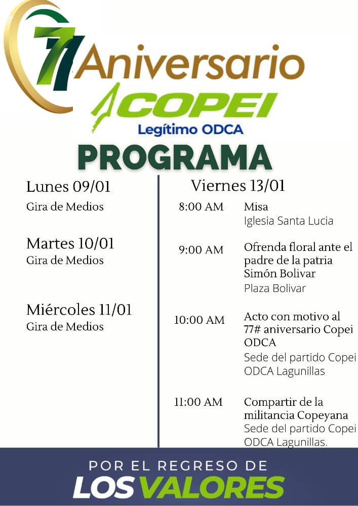 COPEILAGS's tweet photo. Invitación aniversario 77 #CiudadOjeda https://t.co/0XtwJc19Pz